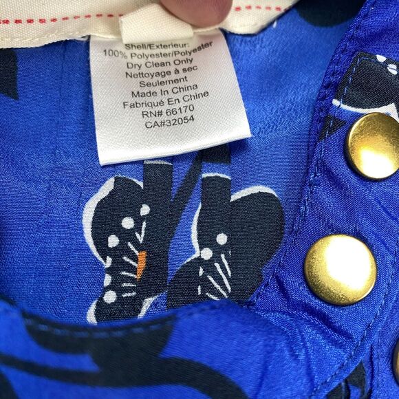 Madchen Tunic Dress Women's Size 8 Blue Floral Pleated Asymmetrical Snap Front - Picture 8 of 16